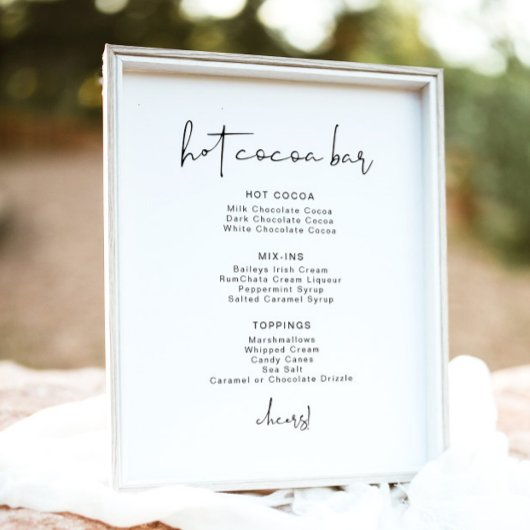 ADELLA Edgy Minimalist Hot Cocoa Bar Menu ポスター