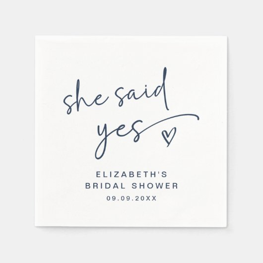 ADELLA Sheモダンが言っミニマルたYesブライダルシャワー スタンダードカクテルナプキン (正面)