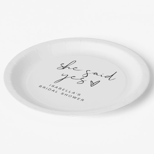 ADELLA Sheモダンが言っミニマルたYesブライダルシャワー ペーパープレート (アングル)
