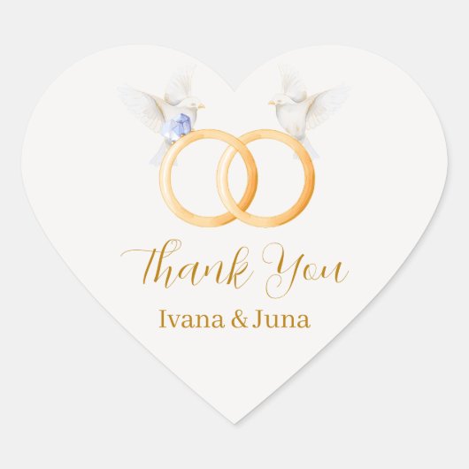 ADELLEシンプルデュスクブルーカップル結婚ズラベル ハートシール (正面)