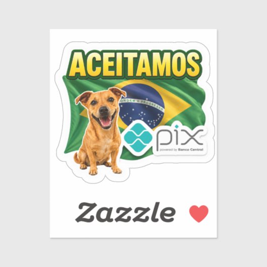 Adesivo Aceitamos PIX com Cachorro Caramelo シール (シート)