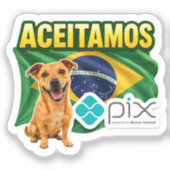 Adesivo Aceitamos PIX com Cachorro Caramelo シール (正面)