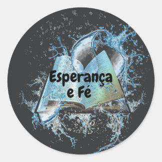 Adesivo Clássico Redondo com Livro e Splash de Ag ラウンドシール