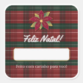 Adesivo Etiqueta de Natal Xadrez スクエアシール (正面)