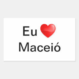 Adesivo eu amo Maceió 長方形シール