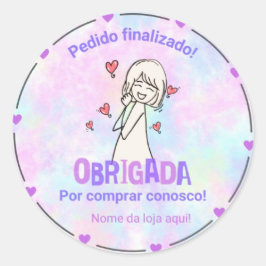 Adesivo " OBRIGADA POR COMPRAR CONOSCO" ラウンドシール
