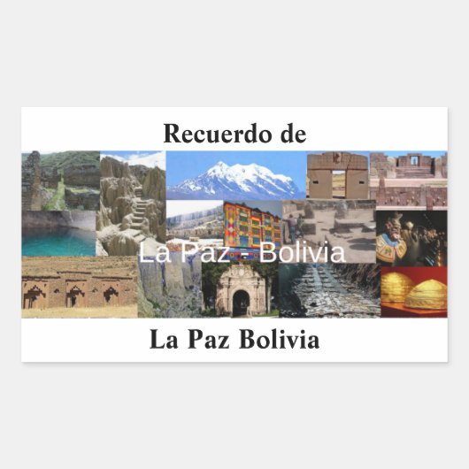 Adesivo recuerdo de La Paz Bolivia 長方形シール (正面)