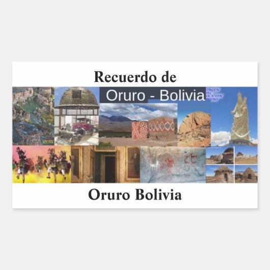 Adesivo recuerdo de Oruro Bolivia 長方形シール (正面)