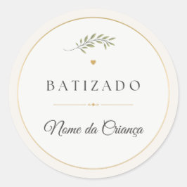Adesivo Redondo de Batizado Personalizado Elegante ラウンドシール