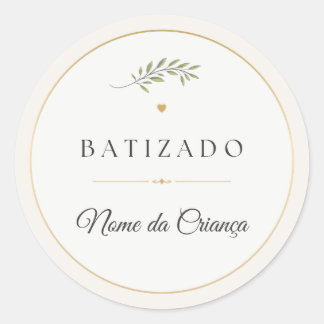 Adesivo Redondo de Batizado Personalizado Elegante ラウンドシール