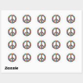 Adesivo Redondo Floral Peace Symbol Round Sticker ラウンドシール (シート)