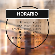 Adessivo de ventana de horario comercial redondo