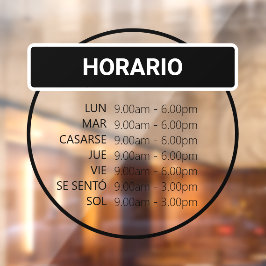 Adessivo de ventana de horario comercial redondo ウィンドウサイン