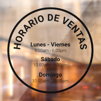 Adessivo de ventana de horario comercial redondo w ウィンドウサイン