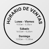 Adessivo de ventana de horario comercial redondo w ウィンドウサイン (シート)
