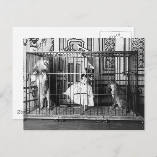 Adgieと彼女の訓練されたライオンズヴィンテージサーカス1897 ポストカード (正面/裏面)