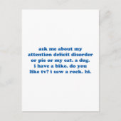 ADHDおもしろい引用文の追加 – 青プリント ポストカード (正面)