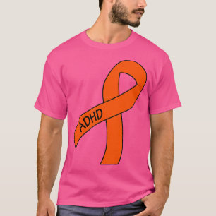 ADHDおもしろい認識度オレンジリボン Tシャツ