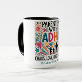ADHDと共に生きる - "ADHDの親として" マグカップ (正面左)