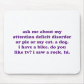 ADHDのおもしろいな引用文-紫色--を加えて下さい マウスパッド (正面)