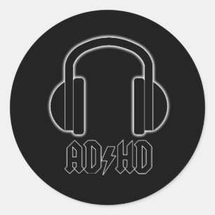 ADHDのヘッドホーンは黒い(ACDCのパロディの)ステッカーで支持します ラウンドシール