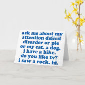ADHDのユーモアの引用文 カード (黄色い花)