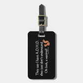 ADHDのリスのユーモア ラゲッジタグ (正面縦)