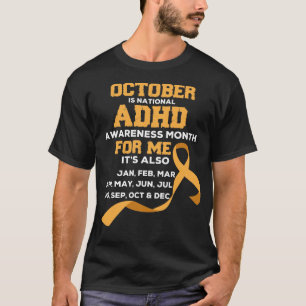 ADHDの認識度月のオレンジリボンの認識度 Tシャツ