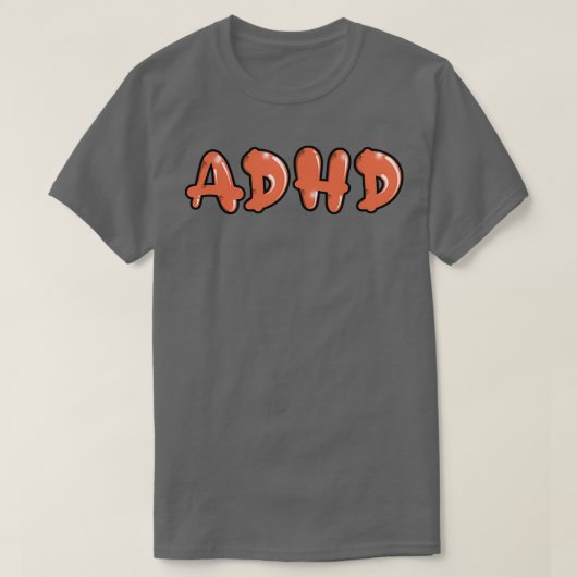 Adhdはバブル素晴らし落書き文字 Tシャツ (デザイン正面)