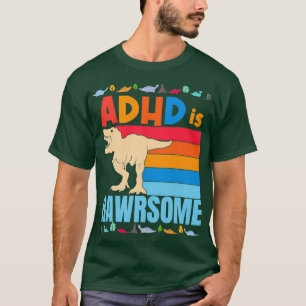 ADHDは男の素晴らし子の女の子ADHD認識度恐竜 Tシャツ