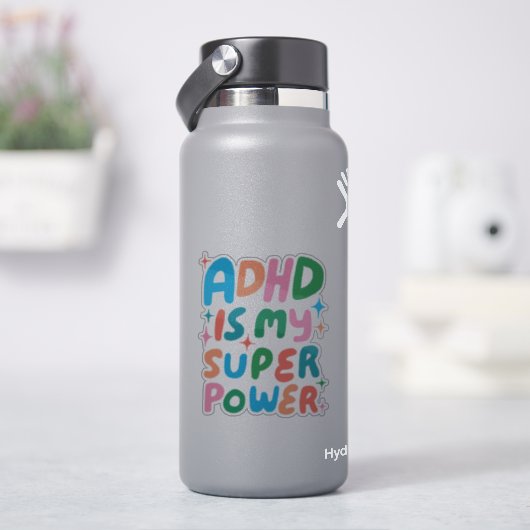ADHDは私の超大国のおもしろいカラフルバブル文字 シール (HydroFlask)