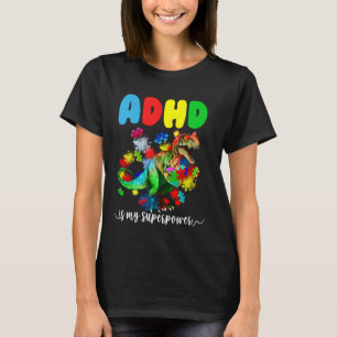 ADHDは私の超大国の恐竜パズル子供へで Tシャツ
