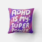 ADHDは私の超大国の陽気なおもしろいバブル文字 クッション (裏面)