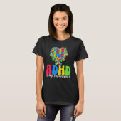 ADHDは私の超大国ハートパズルリボン子供へ Tシャツ (正面フル)