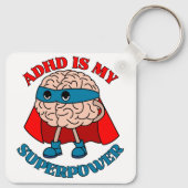 ADHDは私の超大国 – 頭のケープを着ている キーホルダー (裏面)