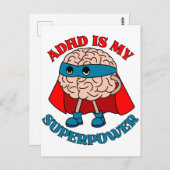 ADHDは私の超大国 – 頭のケープを着ている ポストカード (正面/裏面)