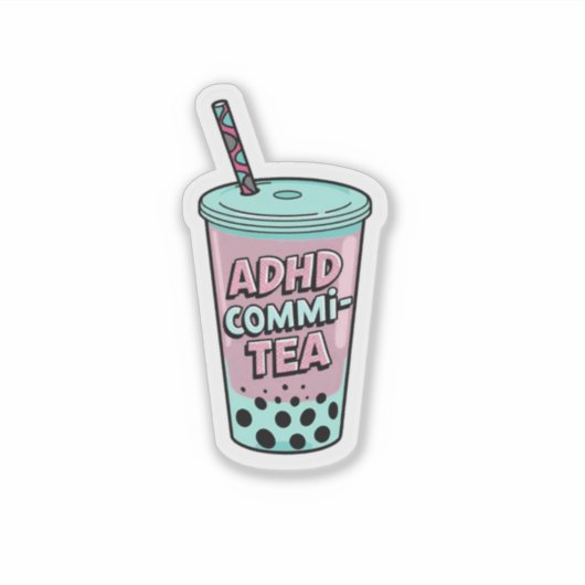 ADHDコミ茶ステッカー シール (正面)