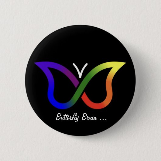 ADHDバタフライブレインニューロダイバーシティボタンバッジ 缶バッジ (正面)