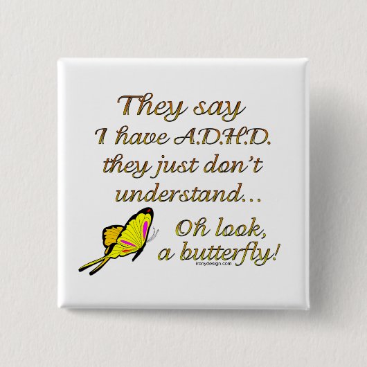 ADHDバタフライ 缶バッジ (正面)