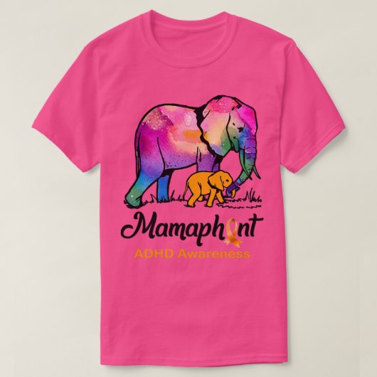 ADHDマムエレファントマママファントADHD認識度 Tシャツ (デザイン正面)