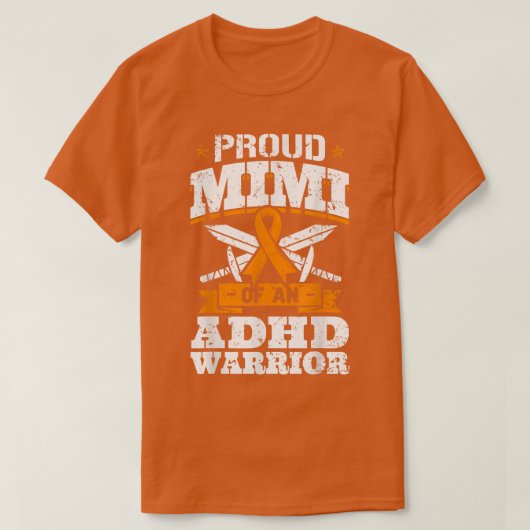 ADHD戦士誇りを持った認識度リボングラのミミ Tシャツ (デザイン正面)