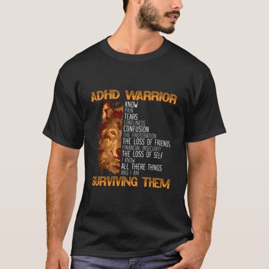 ADHD戦士 ニューロダイバーシティを受け入れる ADHD啓発 Tシャツ (正面)