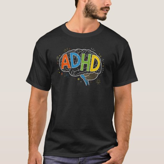 ADHD脳カラフルシャルボードアートニューロダイバーシティ Tシャツ (正面)