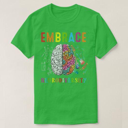ADHD自閉症を抱く脳の神経多様性を受け入れる Tシャツ (デザイン正面)