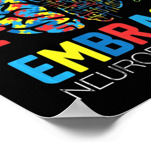 ADHD自閉症意識を抱くニューロダイバーシティシャツ ポスター (角)