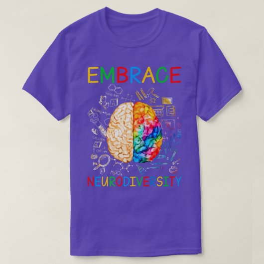 ADHD自閉症意識を抱くニューロダイバーシティシャツ Tシャツ (デザイン正面)