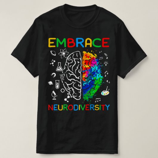 ADHD自閉症意識を抱くニューロダイバーシティシャツ Tシャツ (デザイン正面)