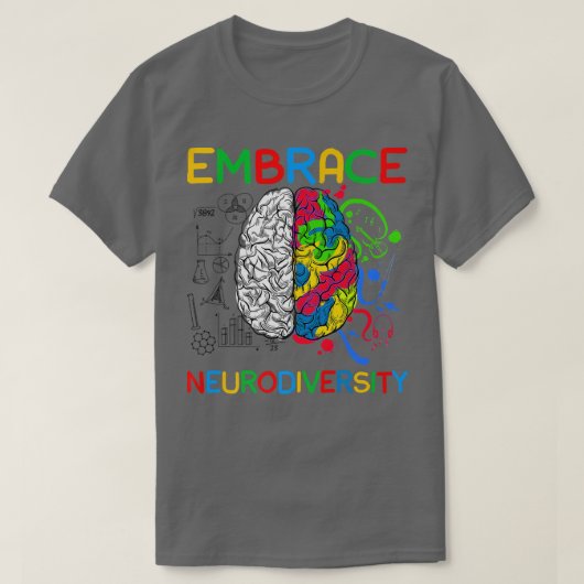 ADHD自閉症意識を抱くニューロダイバーシティシャツ Tシャツ (デザイン正面)