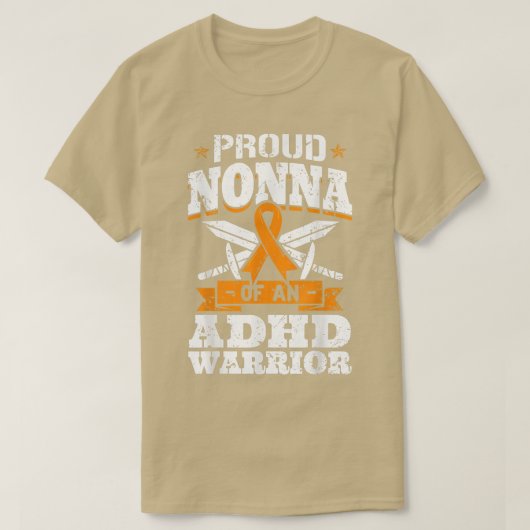 ADHD誇りを持った戦士リボンGrのNonna Tシャツ (デザイン正面)