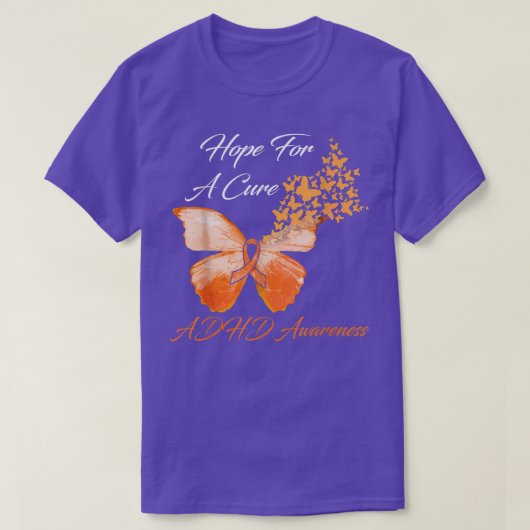 ADHD認識度は蝶の治療を希望 Tシャツ (デザイン正面)